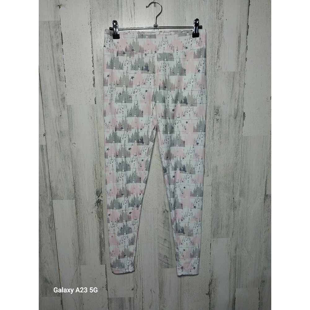 Disney Parks Cinderella Castle Yoga Pants Leggings Pastel Pink Gray Small